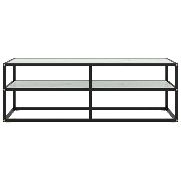 vidaXL TV omarica črna in belo marmorno steklo 120x40x40 cm