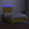 vidaXL Box spring postelja z vzmetnico LED zelena 120x200 cm blago
