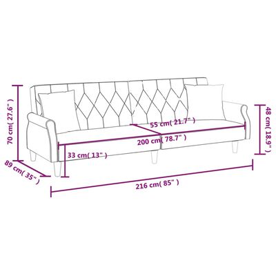 vidaXL Raztegljiv kavč z naslonjali za roke roza žamet