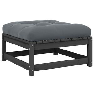 vidaXL Vrtni stolček za noge z blazino siva trdna borovina