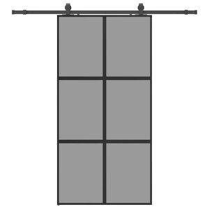vidaXL Drsna vrata z opremo črna 102,5x205 cm kaljeno steklo