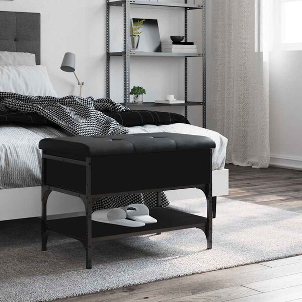 vidaXL Klop za čevlje črna 62x42x45 cm inženirski les