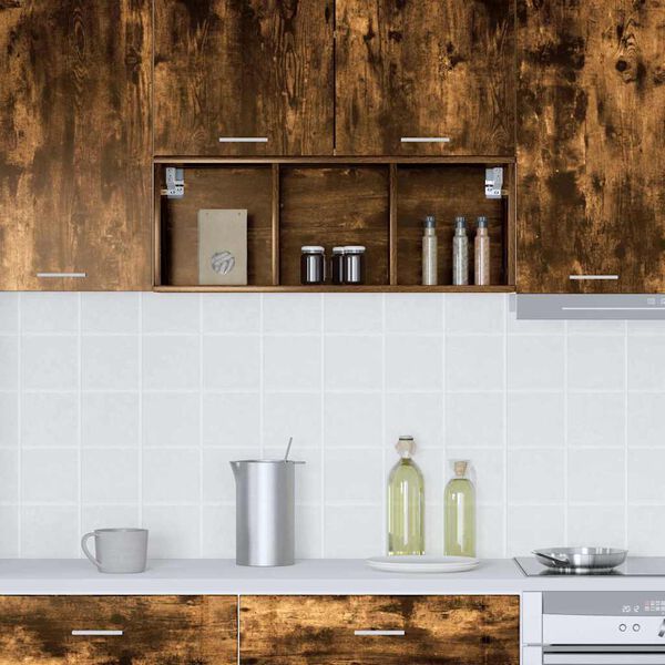 vidaXL Viseča omarica Dimljeni oreh 30 x 29,5 x 80 cm Konstruiran les