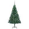 vidaXL Umetna osvetljena novoletna jelka z bunkicami zelena 150 cm PVC
