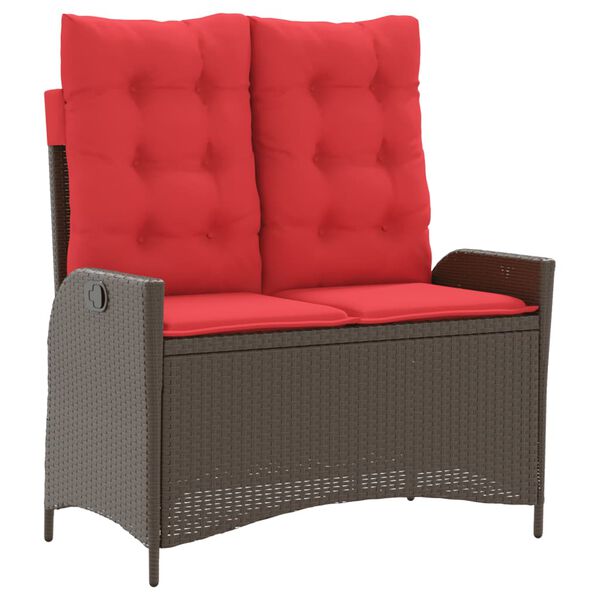 vidaXL Vrtna klop z blazinami rjav poli ratan