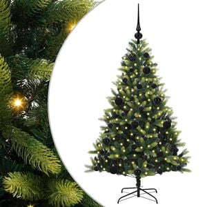 vidaXL Umjetna zložljiva božićna jelka 150 LED Zelena 120 cm PVC in PE