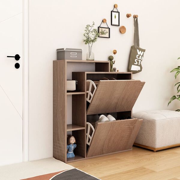 vidaXL Omarica za čevlje sonoma hrast 79,5x24x90,5 cm iverna plo&scaron;ča