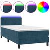 vidaXL Box spring postelja z vzmetnico LED temno modra 90x200 cm žamet