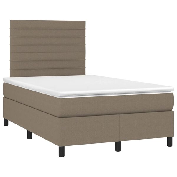 vidaXL Box spring postelja z vzmetnico LED taupe 120x190 cm blago