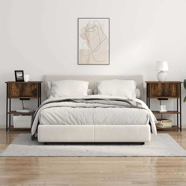 vidaXL Nočna omarica Dimljeni oreh 55 x 31 x 76 cm Konstruiran les