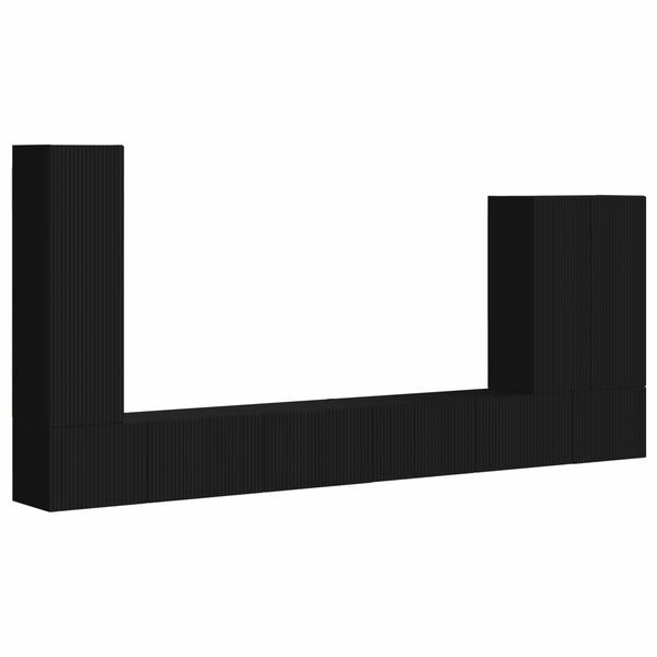 vidaXL Set omare za televizijo na steni Namestitev na steno 6 pcs Črna