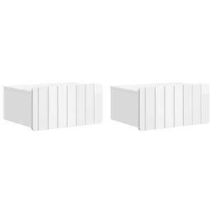 vidaXL Stenski nočni omarici 2 pcs Bela visok sijaj 49 x 34,5 x 24 cm