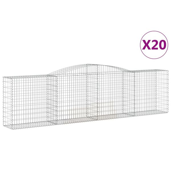 vidaXL Obokane gabion košare 20 kosi 400x50x100/120cm pocinkano železo
