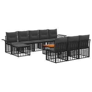 vidaXL Zunanja garnitura za sedenje 11 pcs Črna in Temno siva