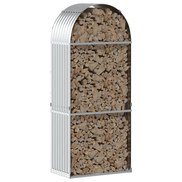 vidaXL Nosilec za polena srebrn 80x45x190 cm pocinkano jeklo