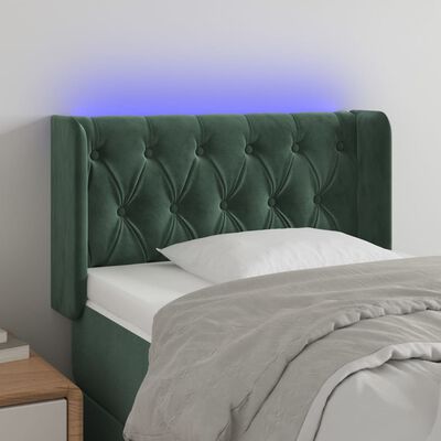 vidaXL LED posteljno vzglavje temno zeleno 83x16x78/88 cm žamet