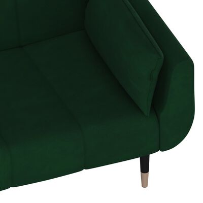vidaXL Raztegljiv kavč dvosed z blazinama temno zelen žamet
