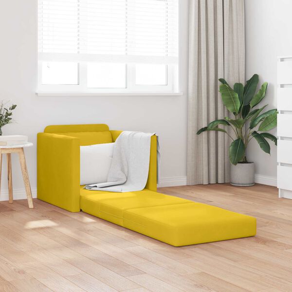 vidaXL Sofa postelja 60cm Temno rumena Žamet
