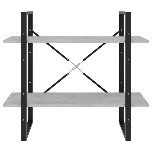 vidaXL Knjižna omara 2-nadstropna betonsko siva 80x30x70 cm iverna pl.