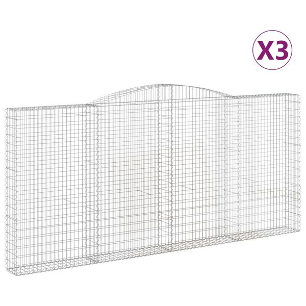 vidaXL Obokane gabion ko&scaron;are 3 kosi 400x30x180/200 cm pocinkano železo