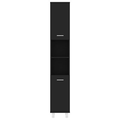 vidaXL Kopalniška omarica črna 30x30x179 cm iverna plošča