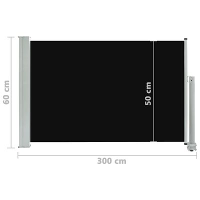 vidaXL Zložljiva stranska tenda za teraso 60x300 cm črna