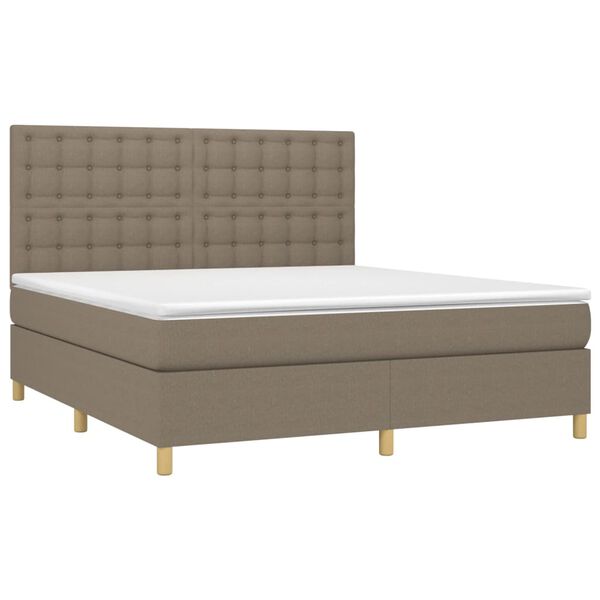vidaXL Box spring postelja z vzmetnico LED taupe 160x200 cm blago