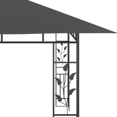 vidaXL Paviljon s komarnikom in LED lučkami 4x3x2,73 m antraciten