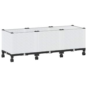 vidaXL Vrtni cvetlični lonček s kolesi Bela 120 x 40 x 48 cm PP