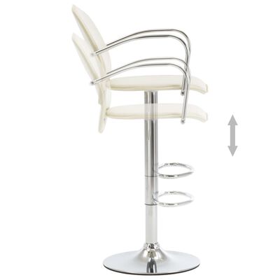 vidaXL Barski stolčki z naslonjali za roke 2 kosa krem umetno usnje