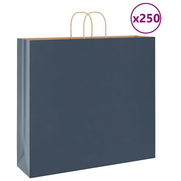 vidaXL Papirnate vrečke 250 kosov z ročaji modra 54x15x49 cm