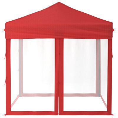vidaXL Zložljiv vrtni šotor s stranicami rdeč 2x2 m
