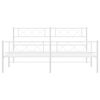 vidaXL Kovinski posteljni okvir z vzglavjem in vznožjem bel 193x203 cm