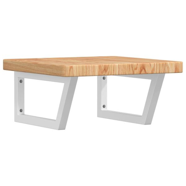 vidaXL Stenska polica za umivalnik jeklo in trdna hrastovina