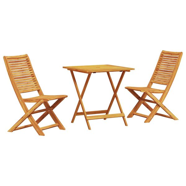 vidaXL Zložljiv bistro set 3 pcs Rjava Masiven les akacije