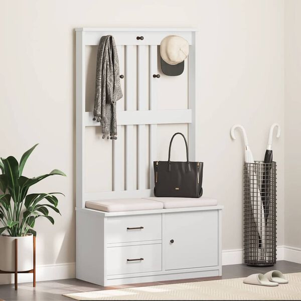 vidaXL Drevo za dvorano "SANDNES" bela 87x40x159,5 cm masivni les bora