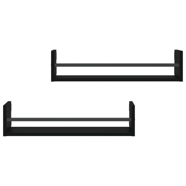 vidaXL Stenske police s prečkami 2 kosa črne 60x16x14 cm