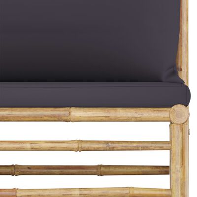 vidaXL Vrtna sedežna garnitura s temno sivimi blazinami 2-delna bambus