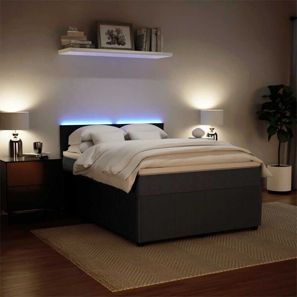 vidaXL Box spring posteljni z vzmetnico temno siv 140x190 cm žamet