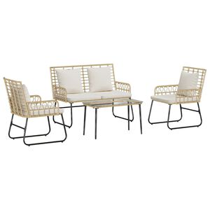 vidaXL Set vrtn furniture 4 kos Črna in anthracit poli ratan