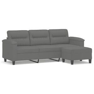 vidaXL Trosed s stolčkom za noge temno siv 180 cm blago iz mikrovlaken