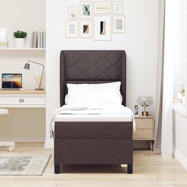 vidaXL Postelja z vzmetnico z vzmetnico Temno rjava 80 x 200 cm blago