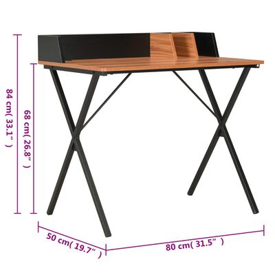 vodaXL Pisalna miza črna in rjava 80x50x84 cm