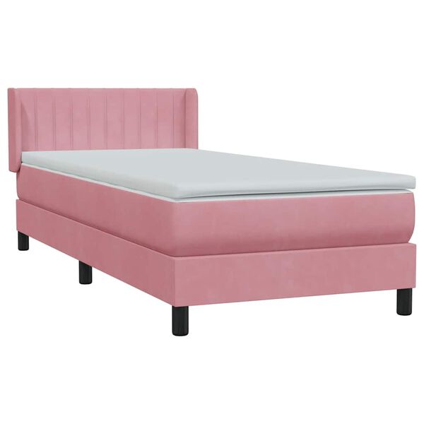 vidaXL Box Spring postelja z vzmetnico Pink 100x220 cm Velvet
