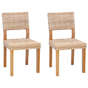vidaXL Jedilni stol 2 pcs Naravna 46 x 55 x 84 cm Kubu rattan