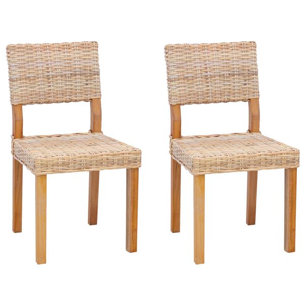 vidaXL Jedilni stol 2 pcs Naravna 46 x 55 x 84 cm Kubu rattan