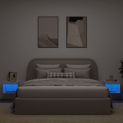 vidaXL Nočne omarice z LED lučkami stenske 2 kosa bela