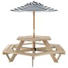 vidaXL Piknik miza za 6 otrok s senčnikom &scaron;estkotna trden les jelke