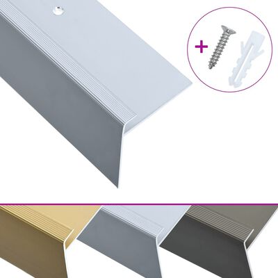 vidaXL Obrobe za stopnice F-oblike 15 kosov aluminij 100 cm srebrne