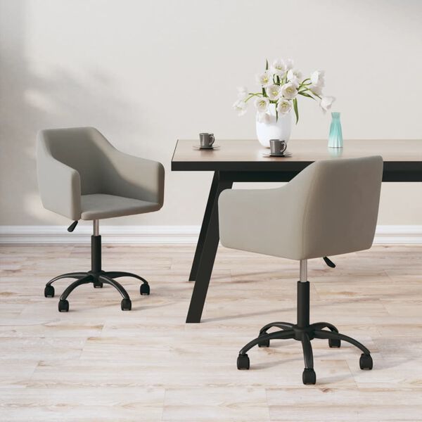 vidaXL Vrtljiv jedilni stol 2 kosa svetlo siv žamet